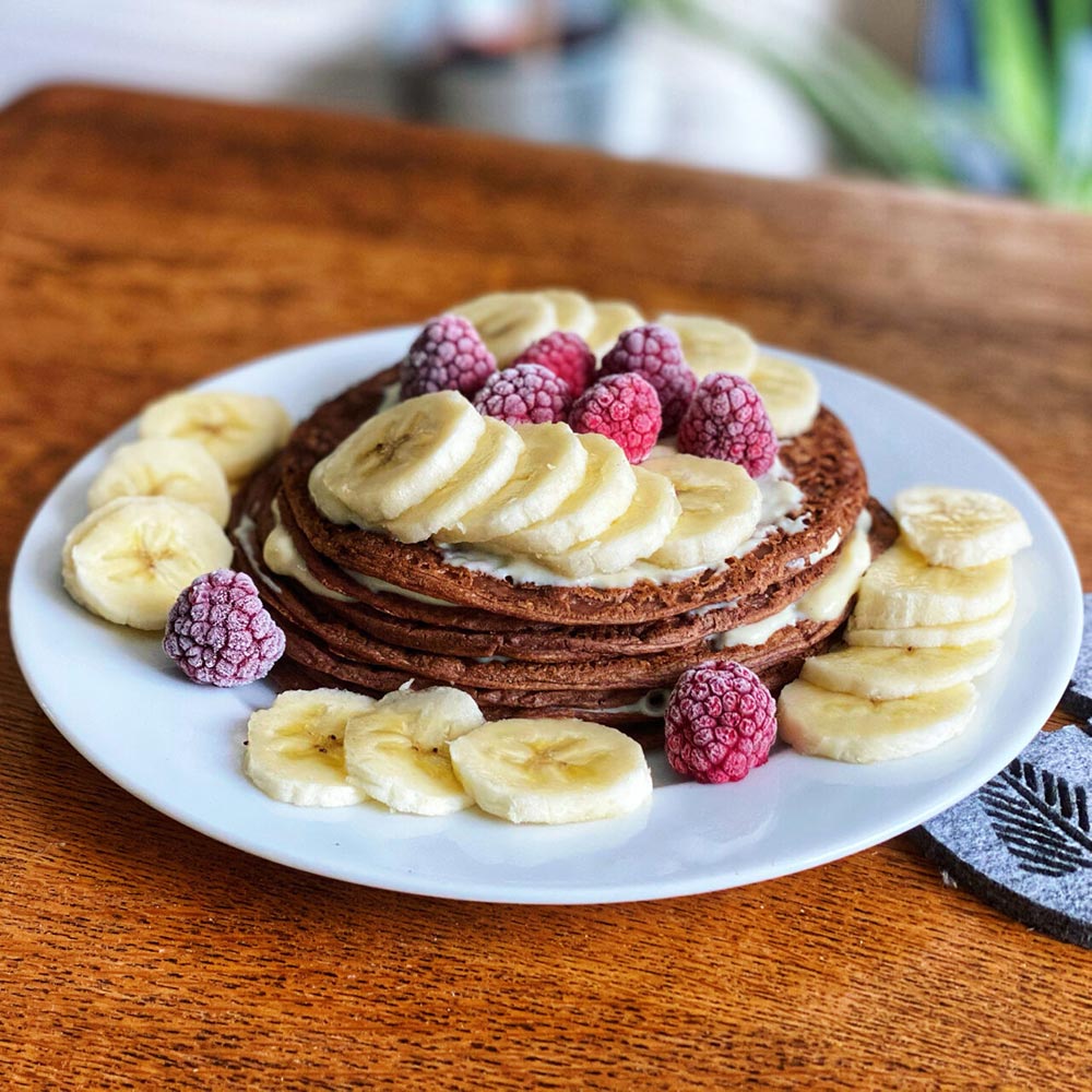 test Time 4 Salted Chocolate Caramel Vegan Protein Pancakes