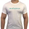Time 4 Nutrition grafiti style white t-shirt with blue text front view