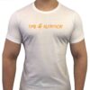 Time 4 Nutrition grafiti style white t-shirt with orange text front view
