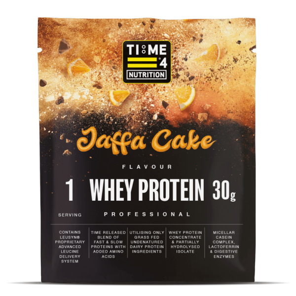 Time 4 whey protein single 30g sachet Jaffa Cake flavour