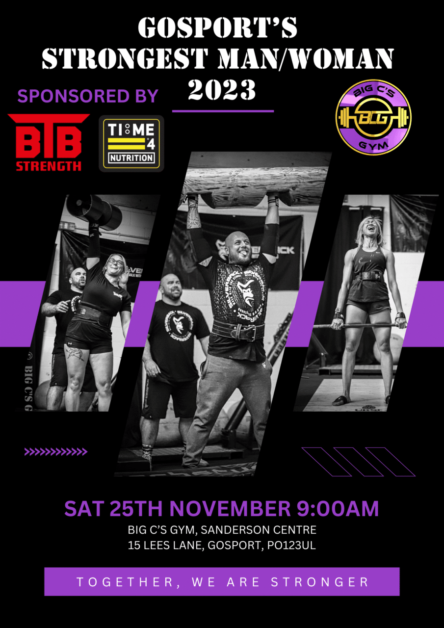 test TIME 4 NUTRITION ARE PROUD TO SPONSOR GOSPORT’S STRONGEST MAN/STRONGEST WOMAN SATURDAY 25TH NOVEMBER 2023