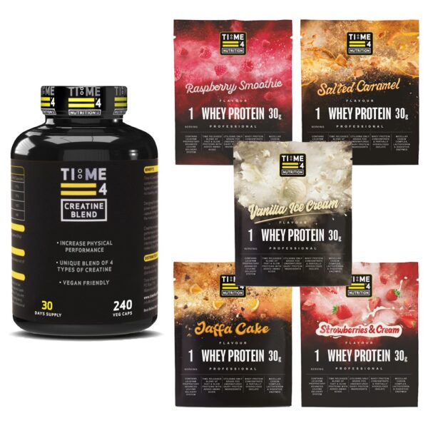 tub-of-creatine-blend-high-strength-creatine-capsules-with-5-sachets-of-time-4-whey-protein-professional