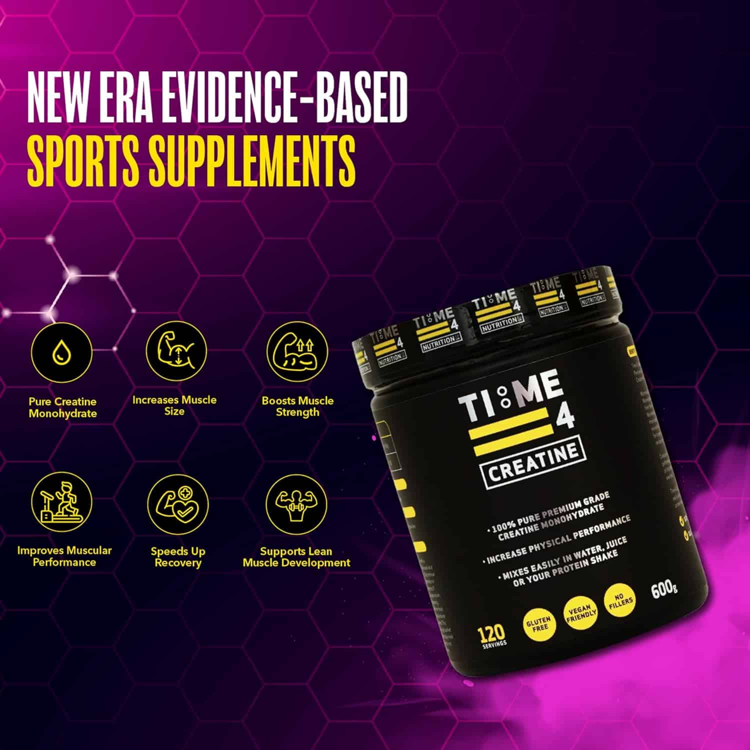 TIME 4 CREATINE Powder 600G 120 Servings - 100% Pure Premium Grade
