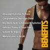 women in sports bra with benefits of hydration supplements overlayed